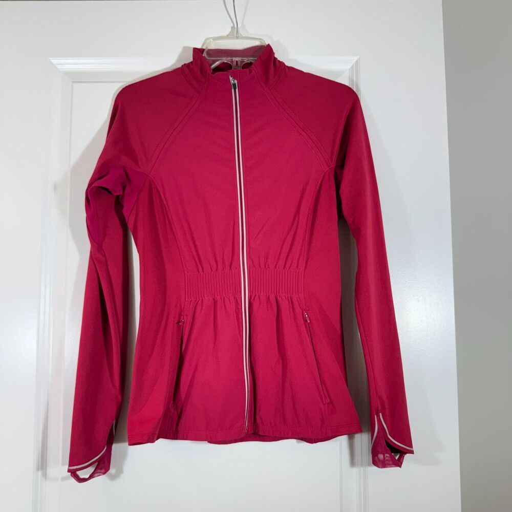 Athleta Red Full Zip Running Jacket Reflective Sz XS